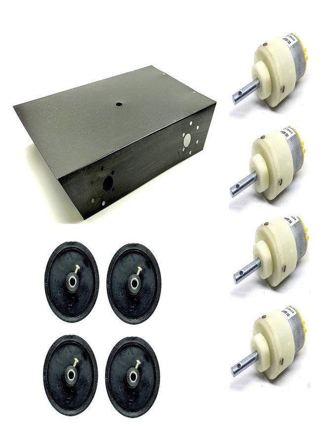 INVENTO 4 Wheel Car Kit Metal Chassis 260x130x45mm + 100 RPM DC Motor + 65x18 mm Wheel Robot Smart Car DIY - Image 1